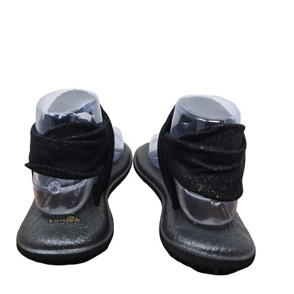 Sanuk Black Sparkle Ankle Strap Women's Sandals 10 - Picture 3 of 7